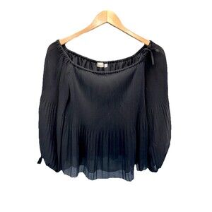 Aritzia Wilfred Black Talence Chiffon Off The Shoulder Blouse Size Small